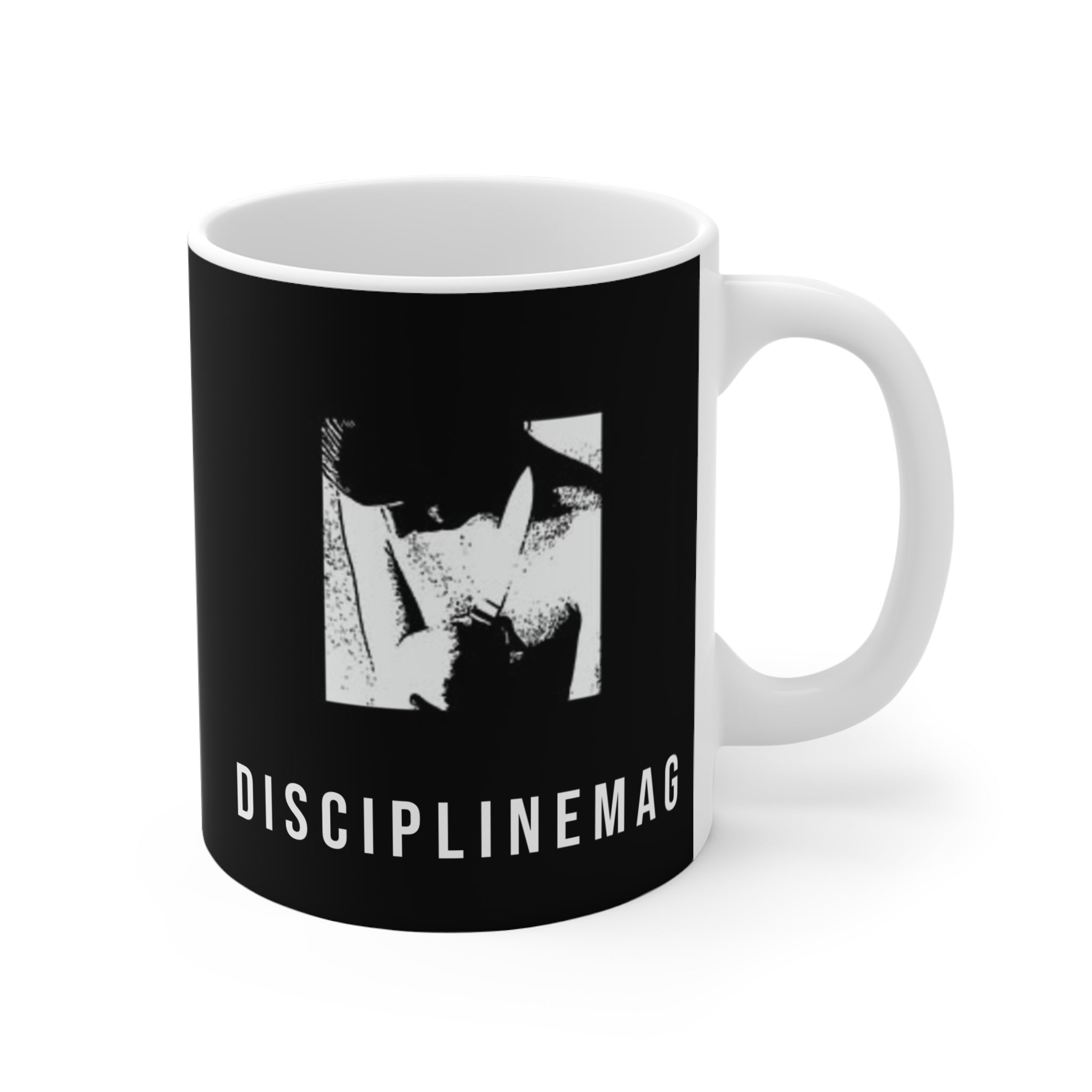 DISCIPLINE MAG COFFEE MUG "F#CKED BY NOISE / CONSUMED BY COFFEE" IN BLACK