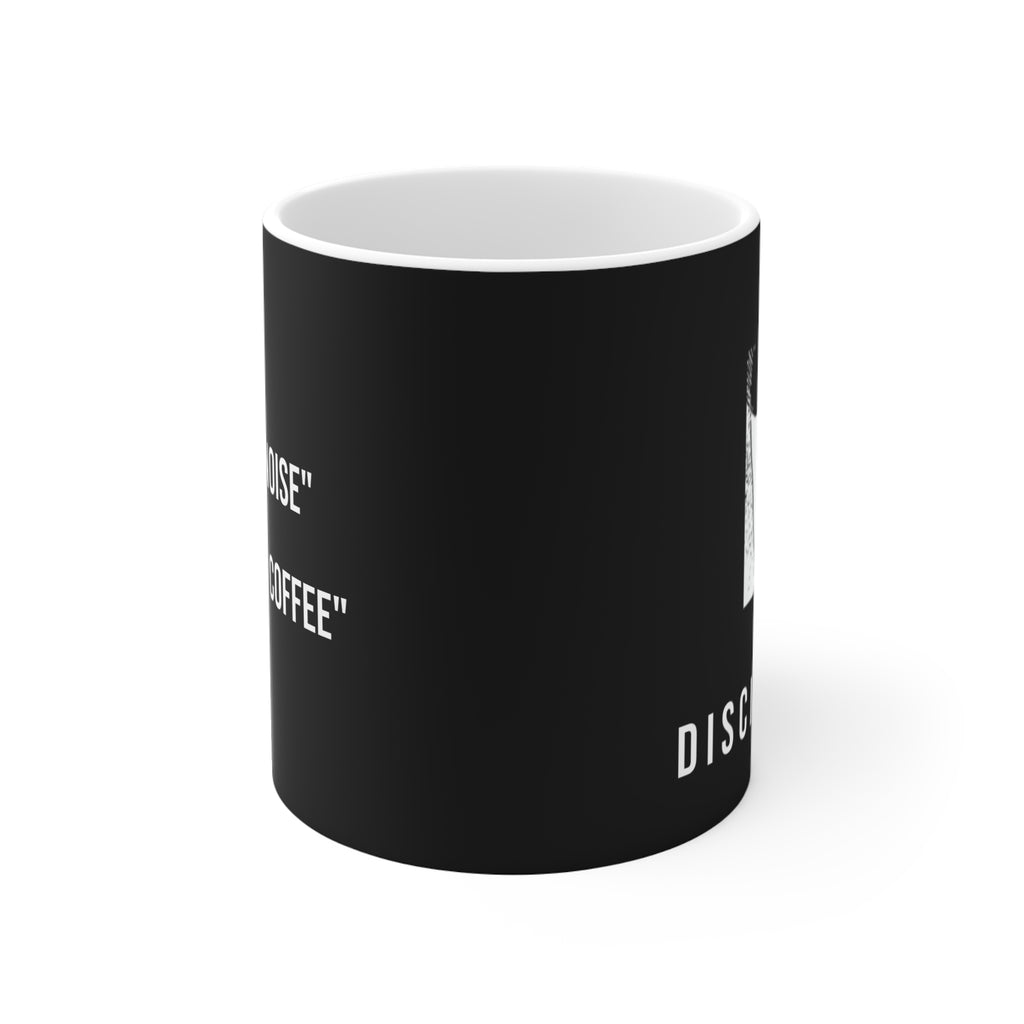DISCIPLINE MAG COFFEE MUG "F#CKED BY NOISE / CONSUMED BY COFFEE" IN BLACK