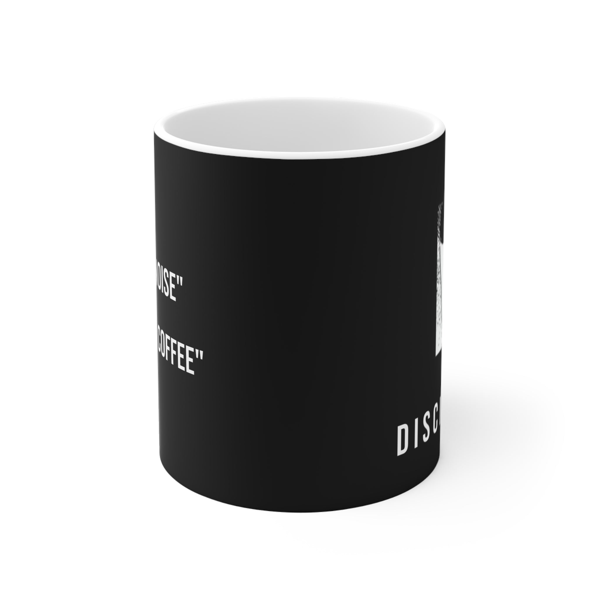 DISCIPLINE MAG COFFEE MUG "F#CKED BY NOISE / CONSUMED BY COFFEE" IN BLACK